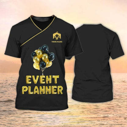 Event Planner 3D Shirt Balloon Design Event Planner Custom Tshirt Black Party Planner Tee Shirt TO2219