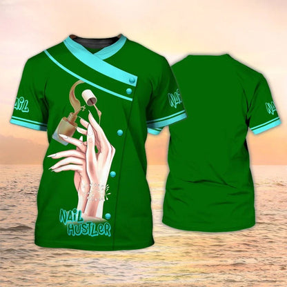 Nail Hustler Tshirt Nail Uniform Green TO2227