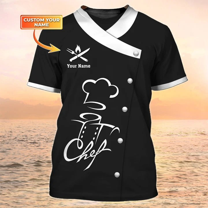 Personalized 3D All Over Print Black And White Chef Shirt Men Women, Chef Clothing for Restaurants TO2074