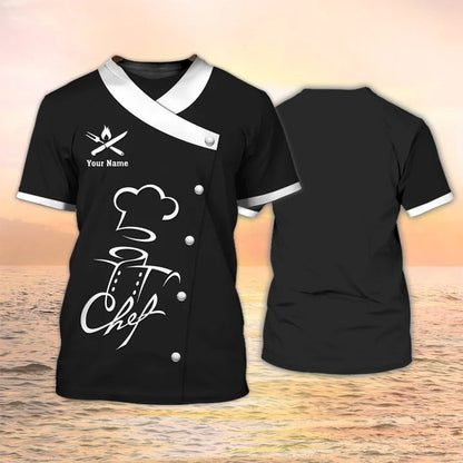 Personalized 3D All Over Print Black And White Chef Shirt Men Women, Chef Clothing for Restaurants TO2074