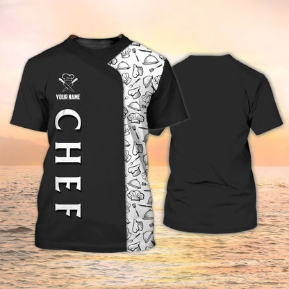 Chef 3D Clothing Chef Custom Tshirt Black And White Parttern Chef Uniforms TO2075