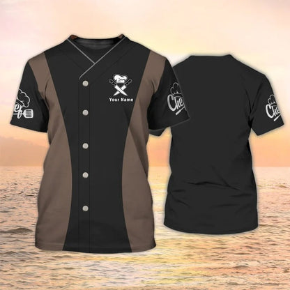 3D All Over Print Chef Shirt, Chef Clothing, Chef Custom Tshirt Chef Uniforms Black And Brown TO2076