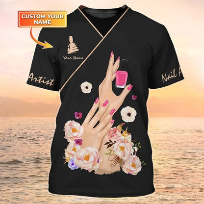 Nail Artist 3D Shirt Nails Custom Tshirt Nail Technician Uniform TO2226