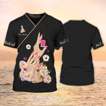 Nail Artist 3D Shirt Nails Custom Tshirt Nail Technician Uniform TO2226