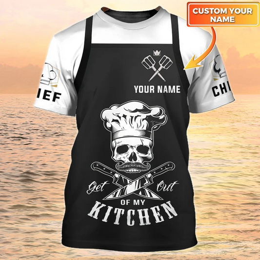 Custom Name Chef 3D T Shirt Black And White Parttern Chef Uniforms, Chef Gift TO2079