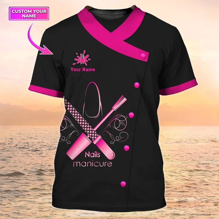 Nails Custom T shirt Nail Salon Uniform Manicurist Personalized Shirts TO2222