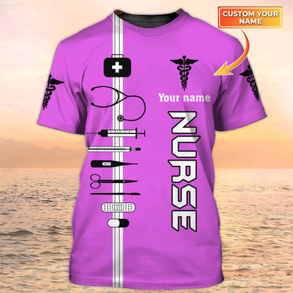 3D All Over Print Nurse Tshirt, Nursing Custom Shirts, Nurse Life, Nurse Personalized Name TO3176