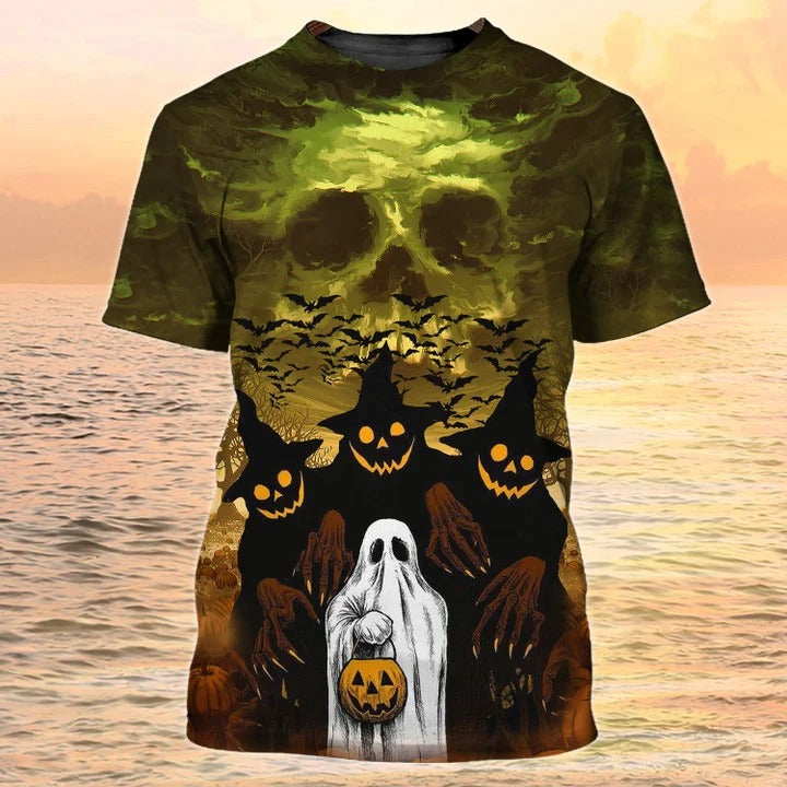 Mens Halloween Shirt, Halloween Ghost All Over Print Tshirts, Halloween 3D Shirts For Adults TO2185