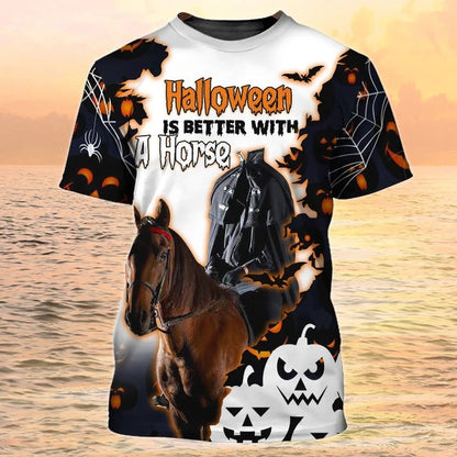 Horse Halloween 3D Shirt Men Women, Ghost Riding Halloween Tshirt, Halloween Shirt Gift TO2186