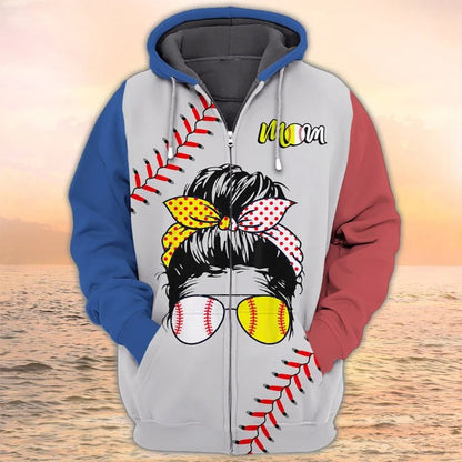 Baseball Softball Mom 3D All Over Printed Shirts, Women Baseball Hoodie, Baseball Gift For Mom TO0087