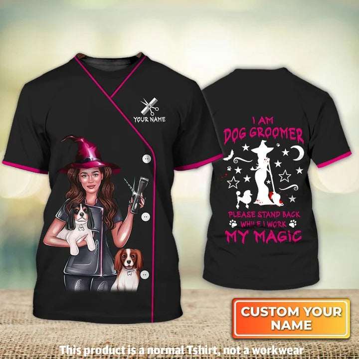 Custom Dog Groomer Hallween Shirt, I Am Dog Groomer Witch Shirt TO2345