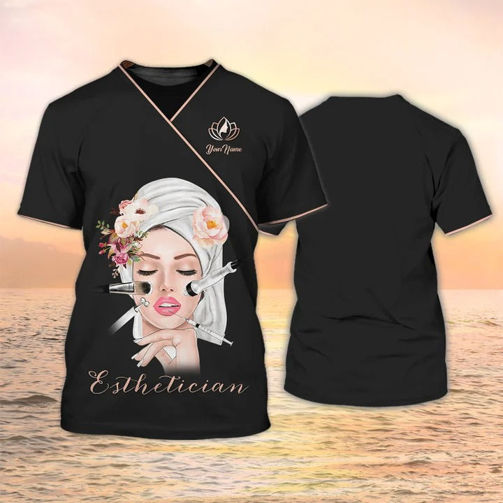 Esthetician Shirts Beauty Uniform Black Custom Tshirt For Esthetician TO2246