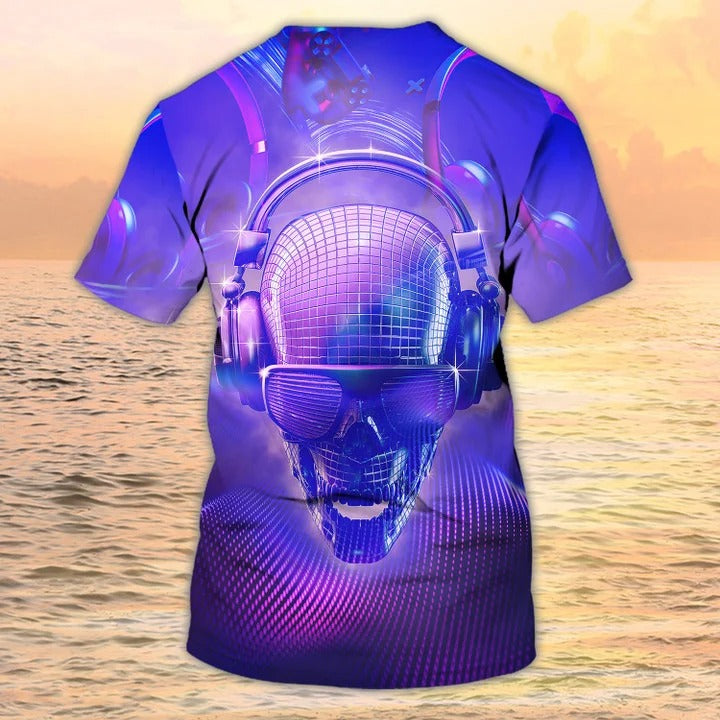 Personalized 3D Skull Men DJ Shirt, DJ Club DJ Team Uniform, DJ Gift TO2280