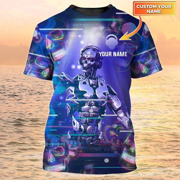 DJ Men Personalized 3D Shirt, Skull DJ Custom Shirt, DJ Shirt, Best DJ Gift For Him TO2279