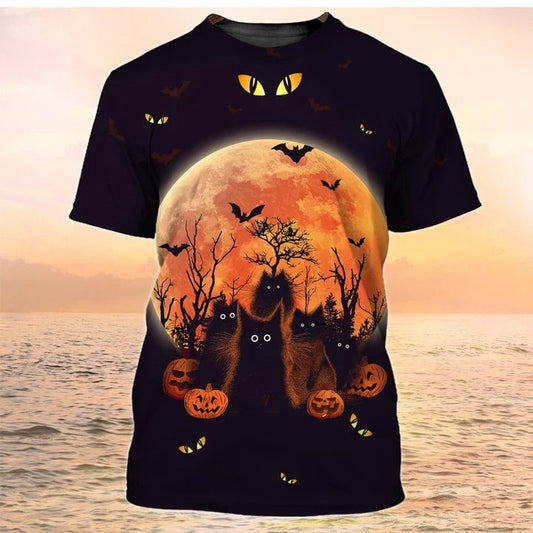 Halloween Cats Shirts Black Cat Halloween Print Shirt Halloween Tee Shirt Halloween Gift TO2324