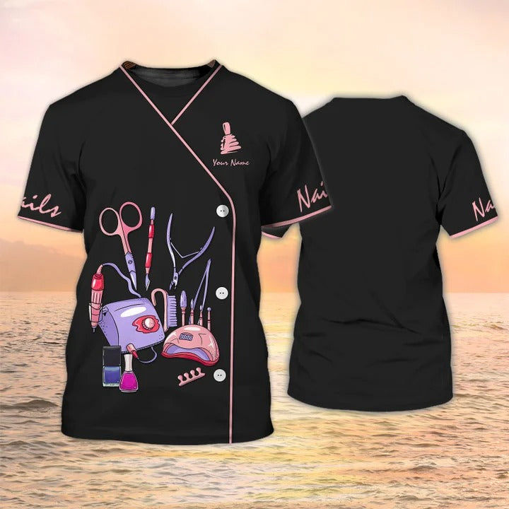 Custom Nails Shirt Nail Tech Tools 3D All Over Print T Shirt, Nail Gift For Her, Nail Shop Uniform TO2320