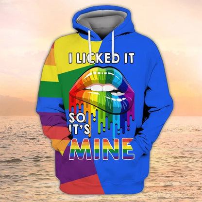 3D All Over Print LGBT Shirt, I Licked It So It's Mine Pride Hoodie, Couple Gay Clothing, LGBT Gifts TO2737