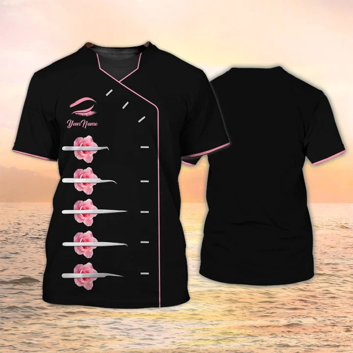 Salon Uniform Tshirt Spa Custom T Shirt 3D Tweezer Shirts Women Spa Shirt TO2339