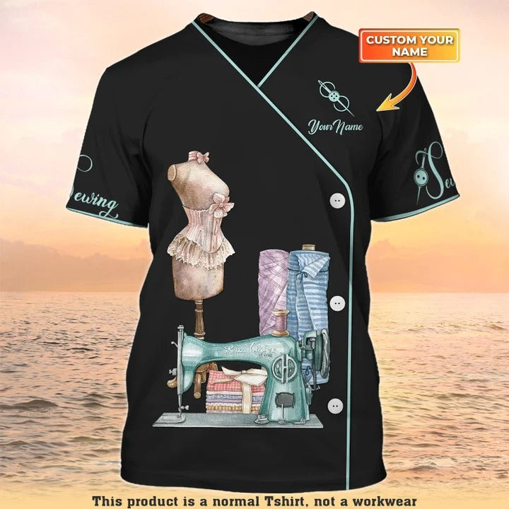 Personalized 3D Tailor Shirt Women, Sewing Tools Tshirt For Her, Tailor Shop Uniform TO2351