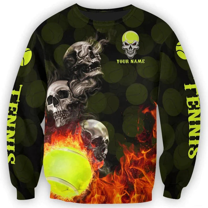 Custom Skull Tennis Tshirt, 3D All Over Print Tennis Shirt, Tennis Team Club Uniform, Tennis Player Gift TO2850