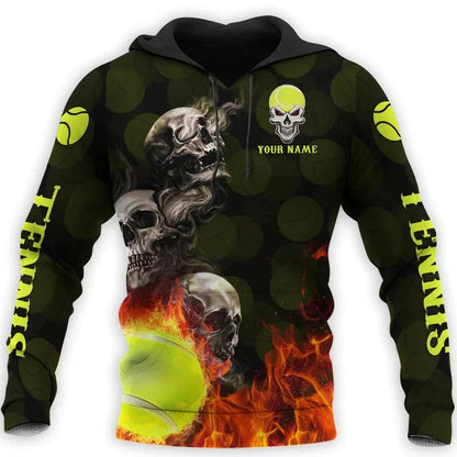 Custom Skull Tennis Tshirt, 3D All Over Print Tennis Shirt, Tennis Team Club Uniform, Tennis Player Gift TO2850