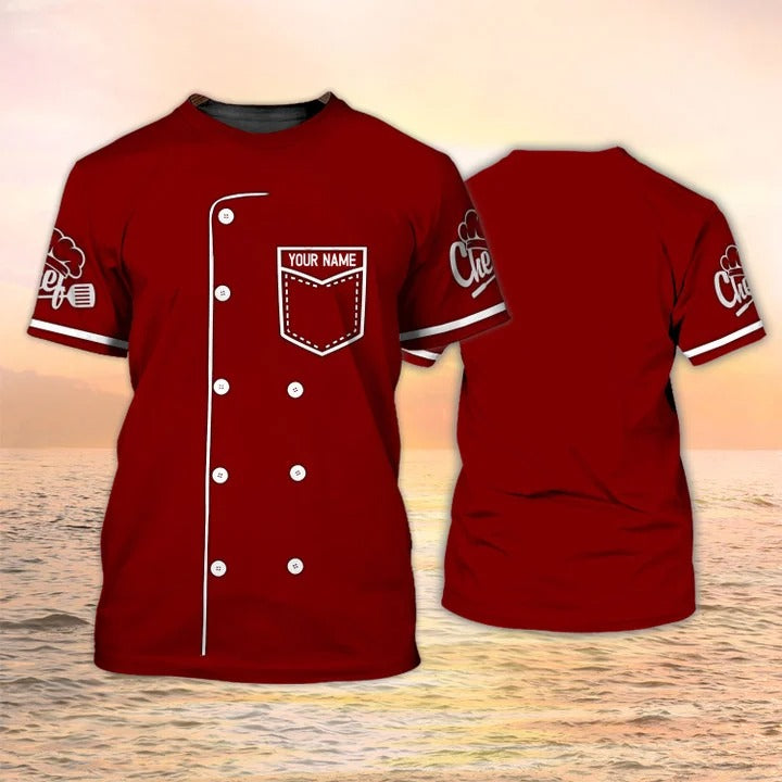 Personalized Red T Shirt For Master Chef, Chef Tshirt Uniform, Chef Gift TO2369