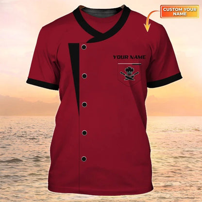 Personalized Master Chef Tshirt Men Women, Red Chef Shirt Uniform TO2368