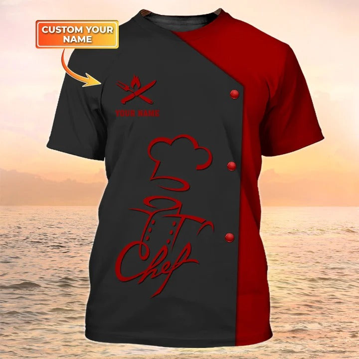 Chef Apparel Chef Wear Chef Clothing for Restaurants Custom Chef Tshirt Black & Red TO2422