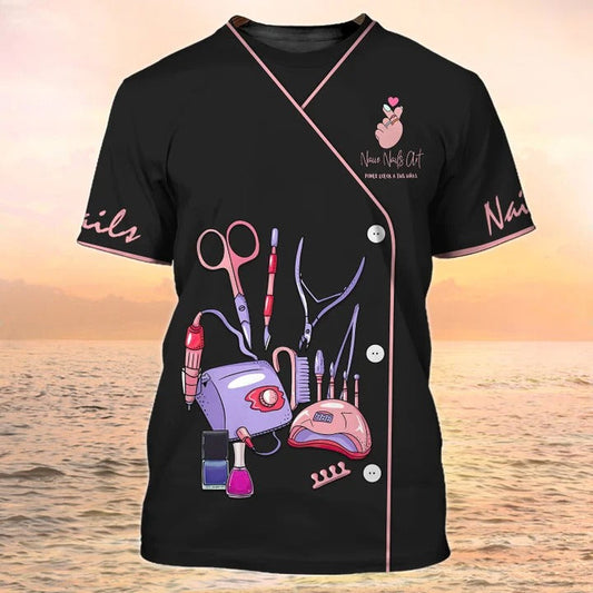 3D All Over Print Nail Tools Shirt Naiie Nail Art Tshirt TO2429