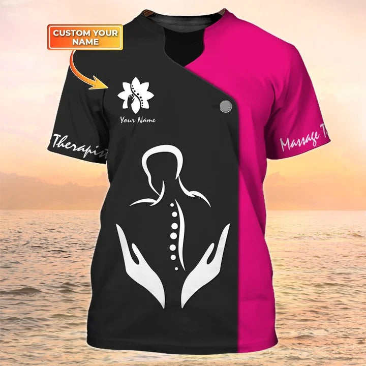 Massage Therapist Personalized Shirt Massage Therapy Uniform Black Pink TO2427