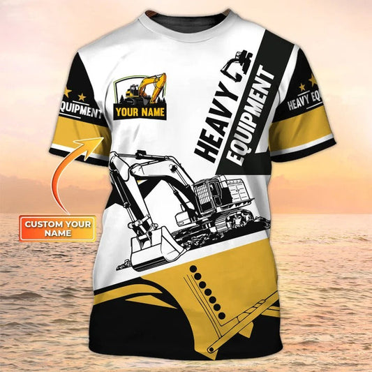 Custom Heavy Equipment Man Shirt White 3d All Over Printed Excavator Uniform TO2462