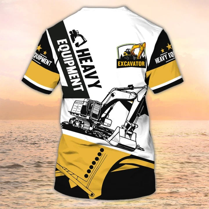 Custom Heavy Equipment Man Shirt White 3d All Over Printed Excavator Uniform TO2462