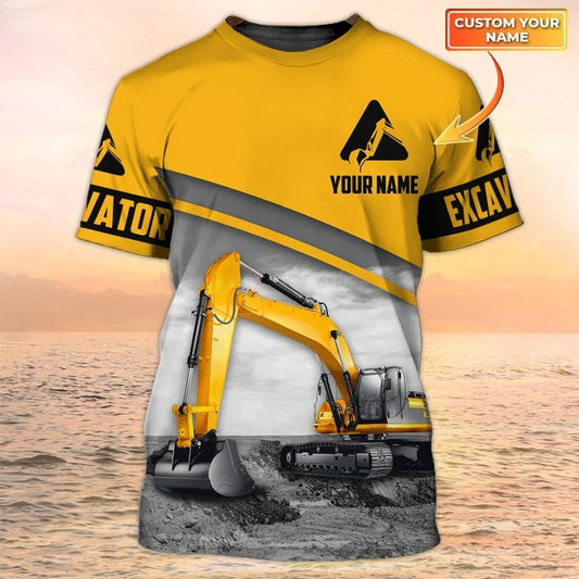 Personalized Excavator 3D Print T Shirt, Excavator Worker Shirt Men, Excavator Man Gift TO2460