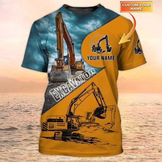 Personalized Name Excavator 3D T Shirt All Over Printed, Excavator Man Gifts TO2493