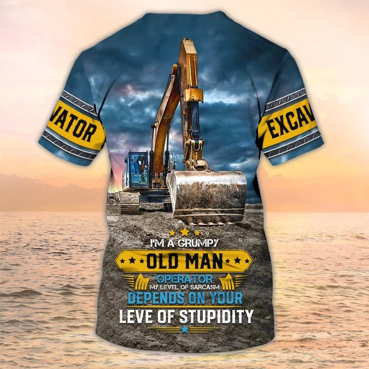 I Am A Grumpy Old Man, Personalized Name Excavator American 3D All Over Printed TO2492