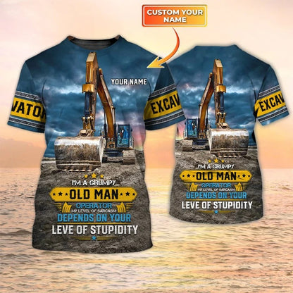 I Am A Grumpy Old Man, Personalized Name Excavator American 3D All Over Printed TO2492