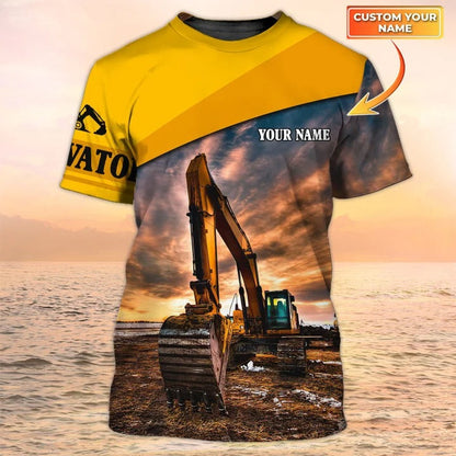 Personalized Excavator 3D Print Shirt, Heavy Equipment Excavator Working Job, Excavator Birthday Gifts TO2491