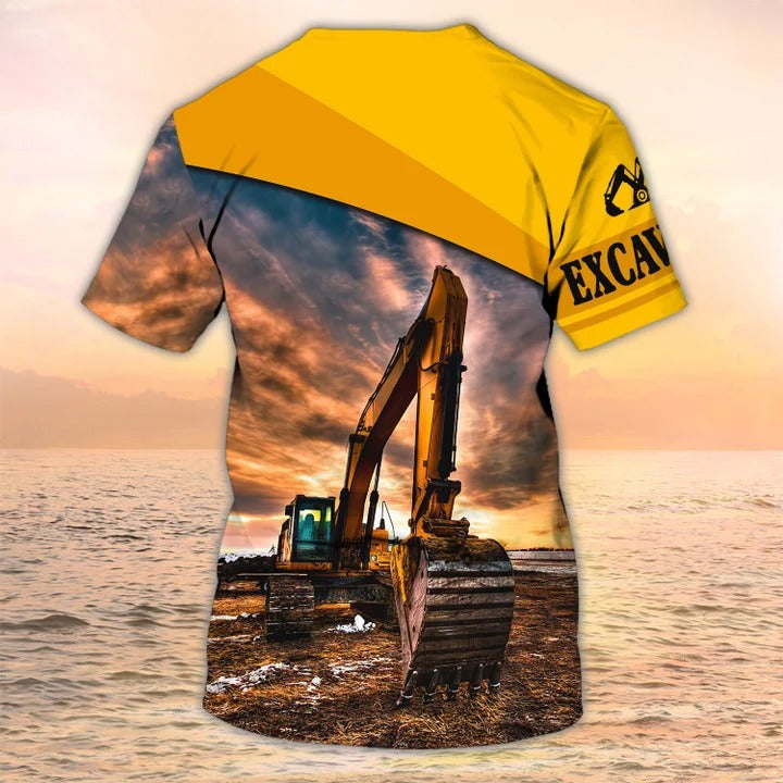 Personalized Excavator 3D Print Shirt, Heavy Equipment Excavator Working Job, Excavator Birthday Gifts TO2491