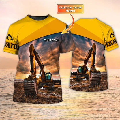 Personalized Excavator 3D Print Shirt, Heavy Equipment Excavator Working Job, Excavator Birthday Gifts TO2491