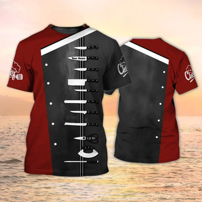 Chef T Shirts Custom Cook Shirt Knives T Shirts Black & Red, Gift For Master Chef TO2505