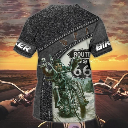 Custom 3D Biker Shirt, This Biker Conquers Route 66, Biker Gifts TO2691