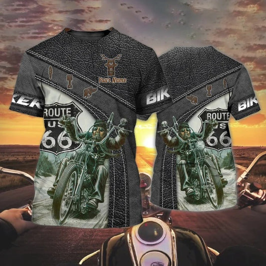 Custom 3D Biker Shirt, This Biker Conquers Route 66, Biker Gifts TO2691