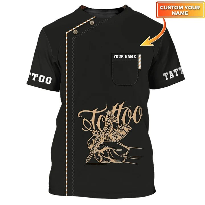 Tattoo Artist Personalized 3D TShirt Classic Tattoo Uniform, Tattoo Studio Tshirt, Christmas Present For Tattoo TO2716