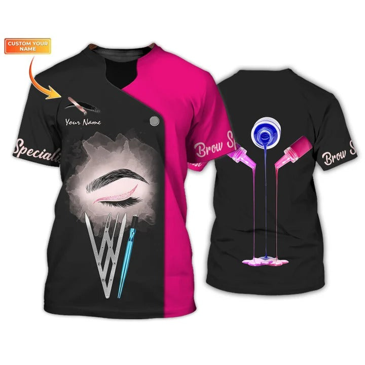 Nail Technician Personalized 3D Shirt Manicurist Gift Black Pink TO2721