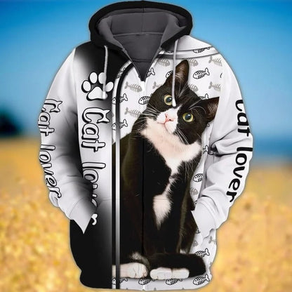 Love Tuxedo Cat 3D Printed Hoodie T Shirt, Clothing For Cat Lover TO2789