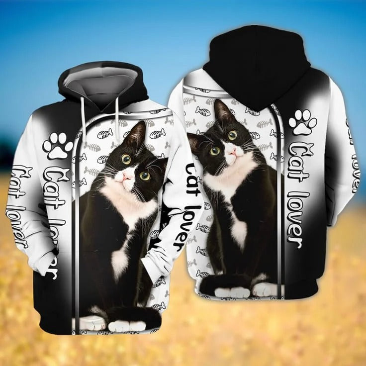 Love Tuxedo Cat 3D Printed Hoodie T Shirt, Clothing For Cat Lover TO2789