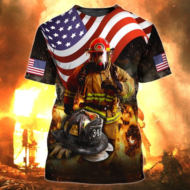 Never Forget Firefighter Flag American Pattern 3D Shirt, Gift for Firefighter TO3305