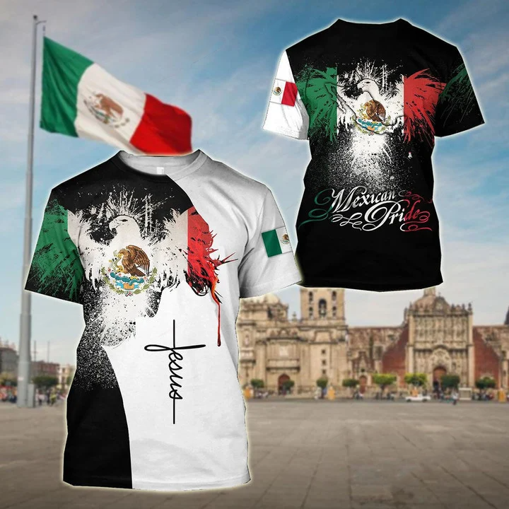 Jesus Mexican Pride 3D Shirts, Eagle Flag Mexico All Over Print, Jesus Shirt TO3079