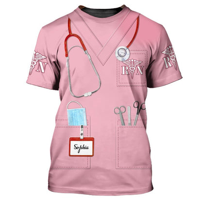 3D All Over Print Pink Tool Nurse Shirt, One a Nurse Always a Nurse 3D T-Shirt TO3161