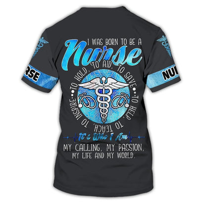 Personalized Name Black Nurse Shirt for Women, I Was Born To Be A Nurse Shirt TO3158